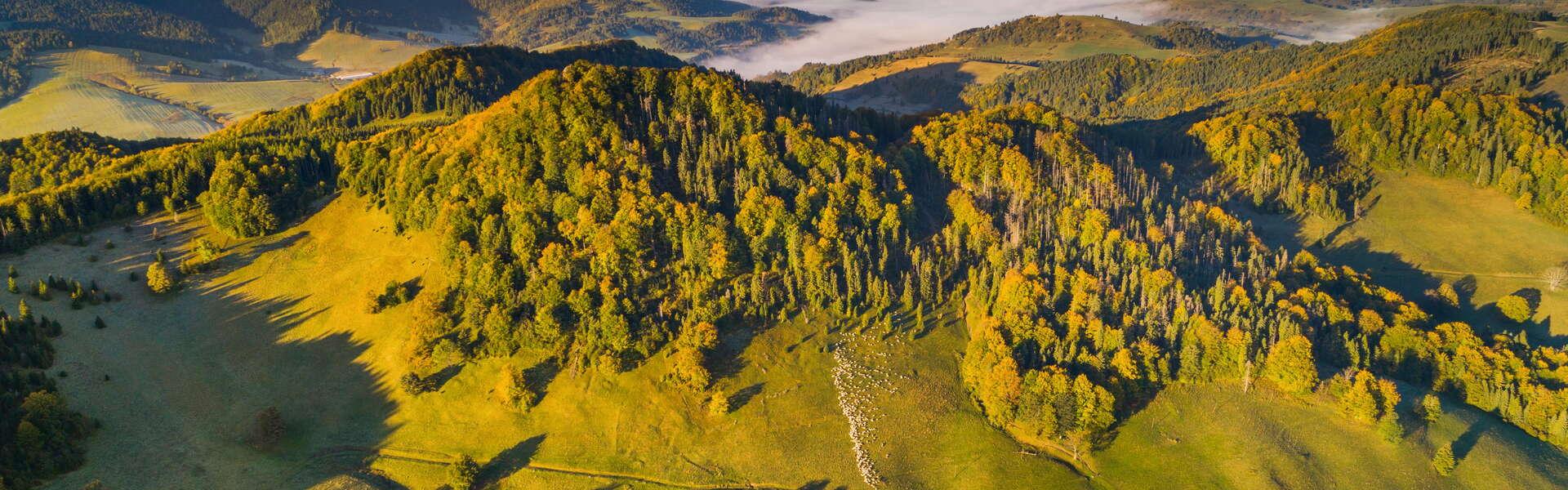 View on mountain peaks of Pieniny